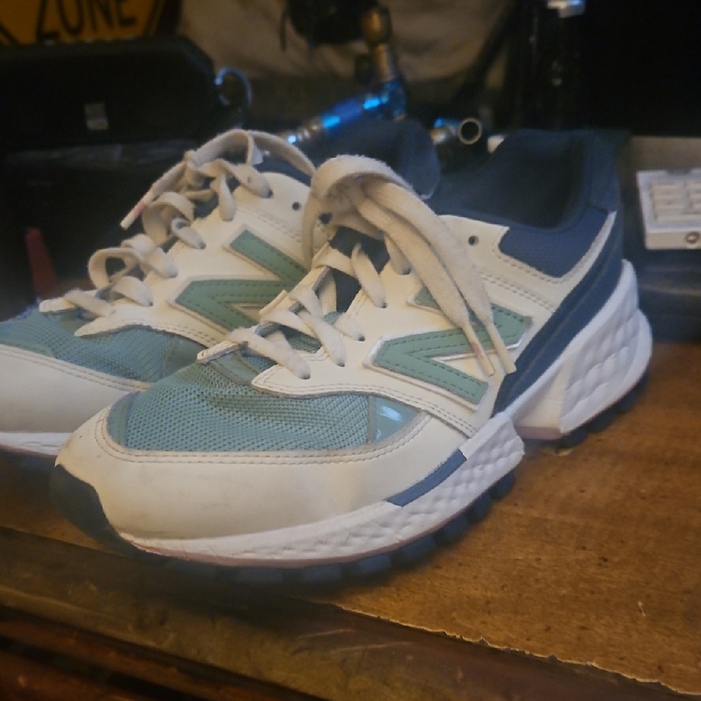 Blue and White Athletic Sneakers